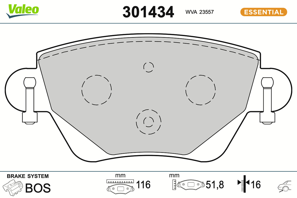 Jeu de 4 plaquettes de frein VALEO ref. 301434